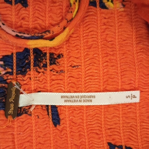 Free People Bright Orange Floral Summer Dress aaa - Picture 2 of 6